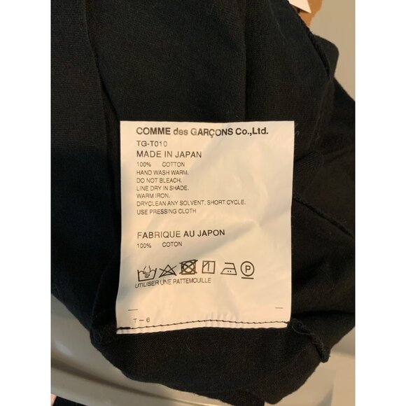 Comme Des Garcons tricot Black Short Sleeve Peter Pan Collar T-Shirt Lace Size S - Picture 8 of 8